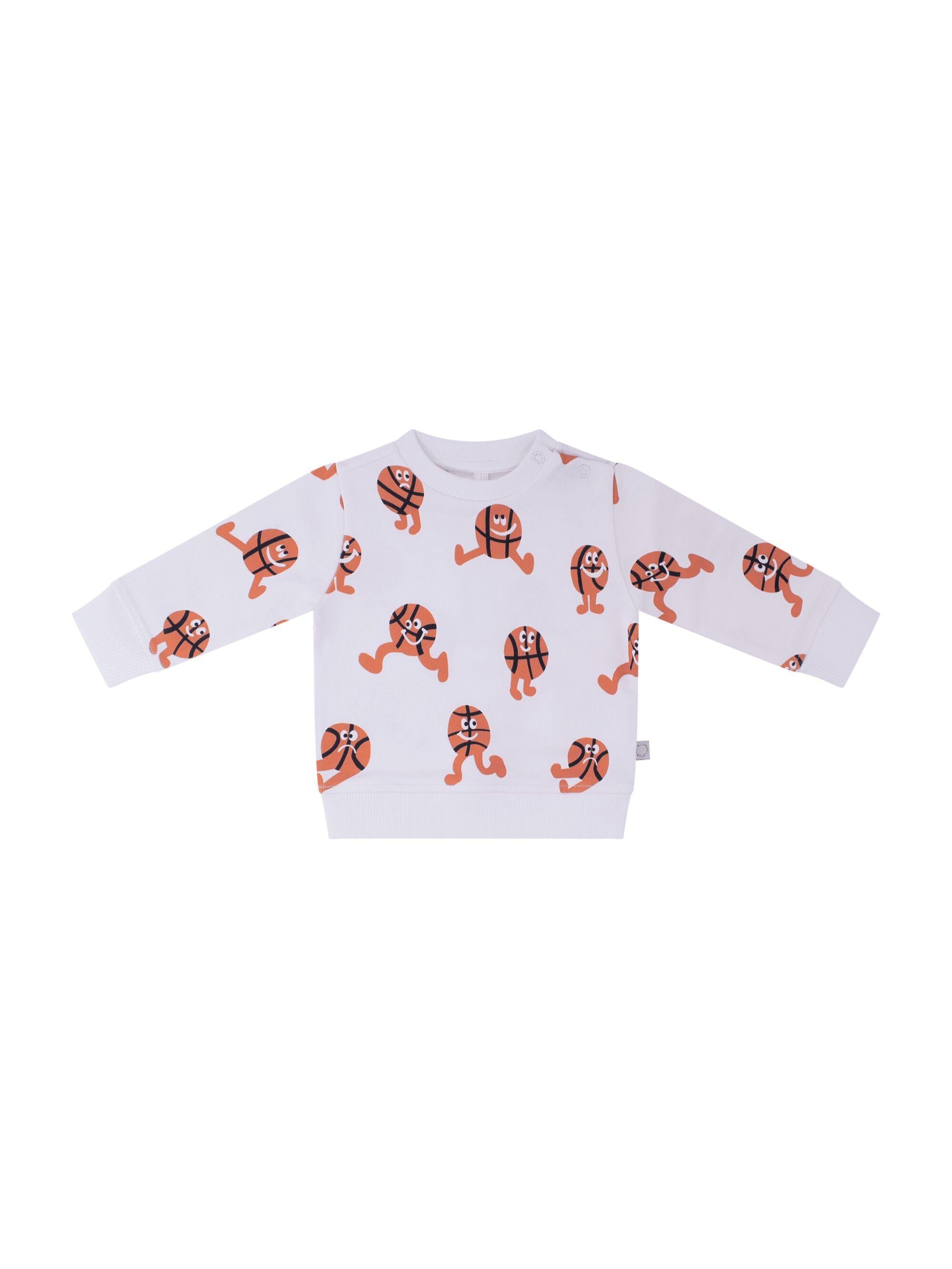 Felpa per neonato Stella McCartney Kids bianca con stampa basketball all-over TY4600 Z3566 100MC STELLA McCARTNEY KIDS