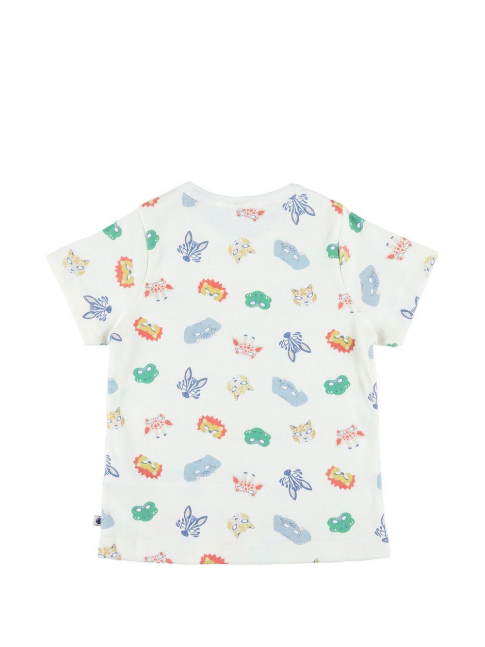 Set di tre pezzi pigiama per bambino Petit Bateau bianco con stampa animali A0F6P 01 PETIT BATEAU