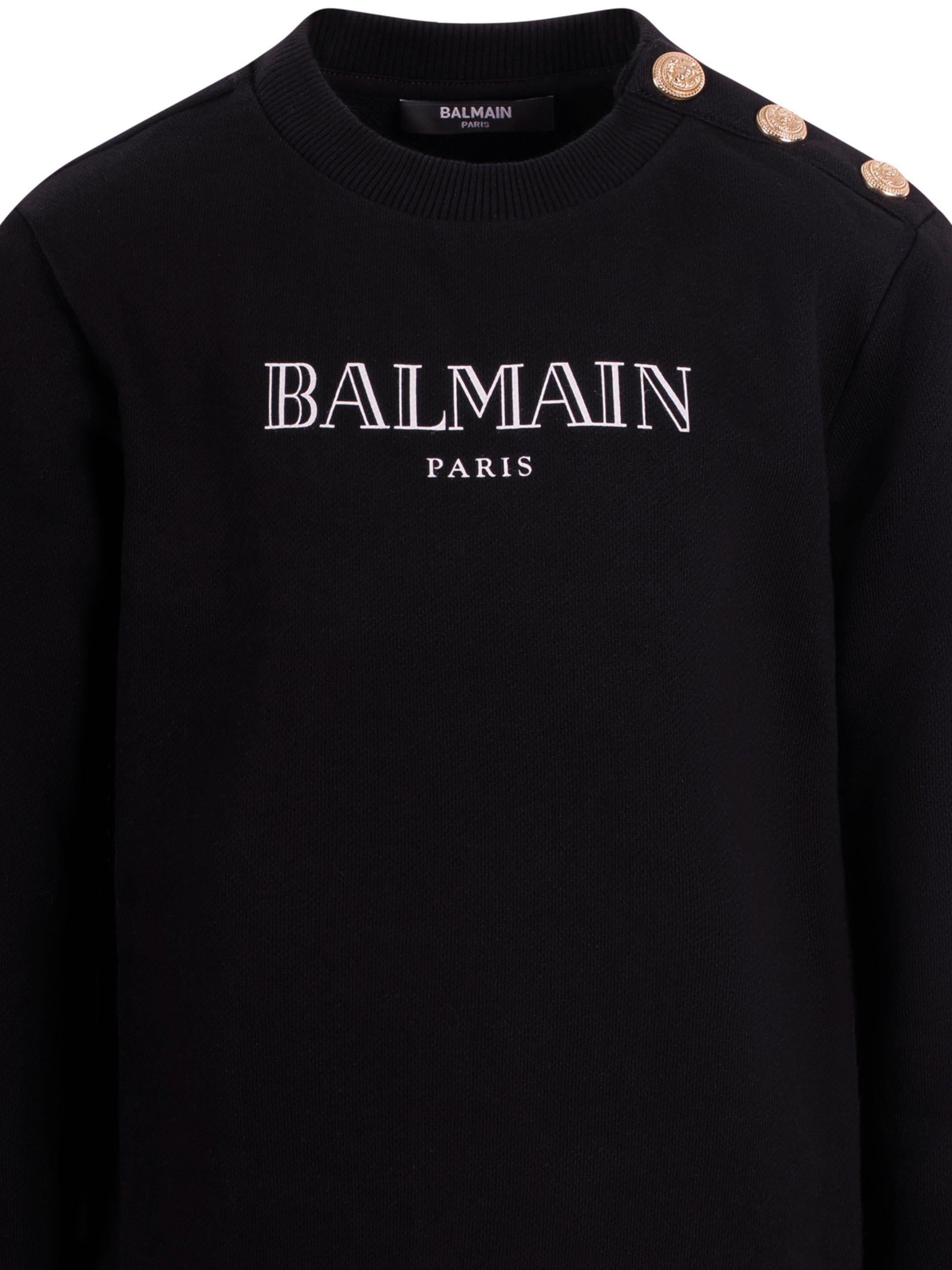 Felpa per bambino Balmain Kids nera con logo sul davanti BY4P20 Z3183 930BC BALMAIN KIDS