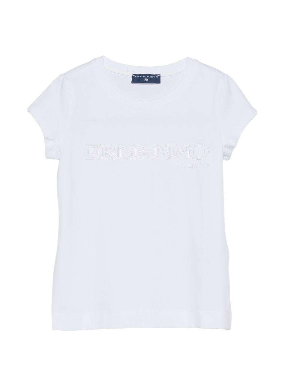 T-shirt per bambina Ermanno Scervino Junior bianca con logo sul davanti Z1G608 7201 0099 ERMANNO SCERVINO JUNIOR