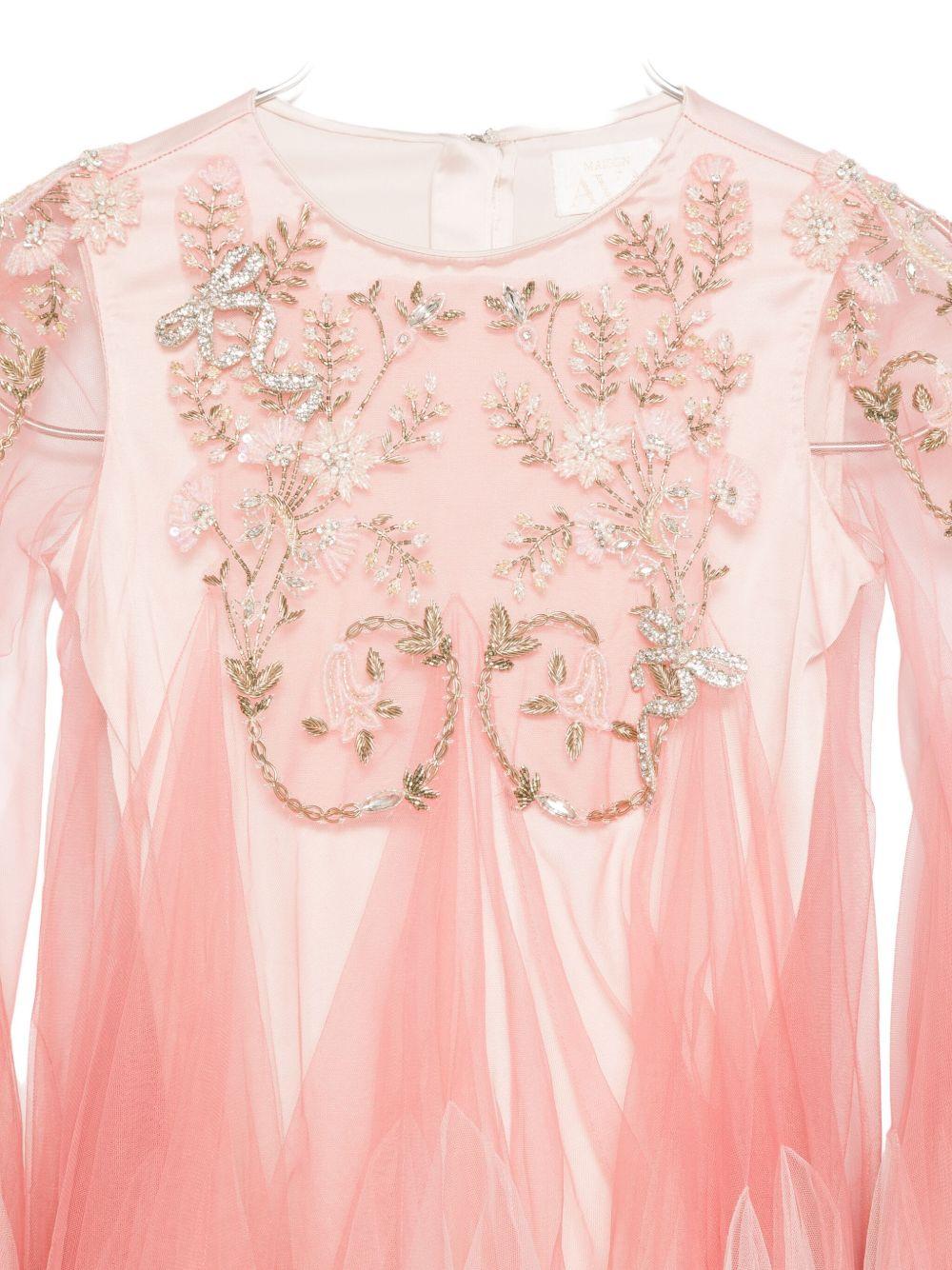 Abito per bambina Maison Ava rosa con decorazione in cristalli MA FW25 GC48 PINK/WHITE MAISON AVA