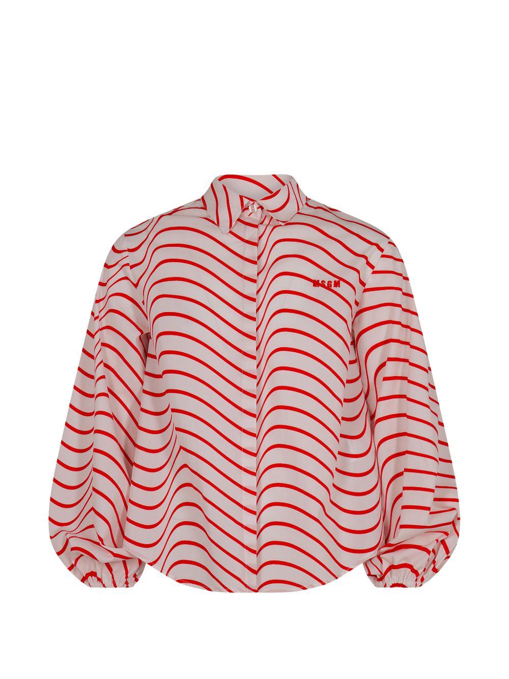 Blusa per bambina MSGM Kids con motivo a righe rosse S6MSJGSI178 MS004 MSGM KIDS