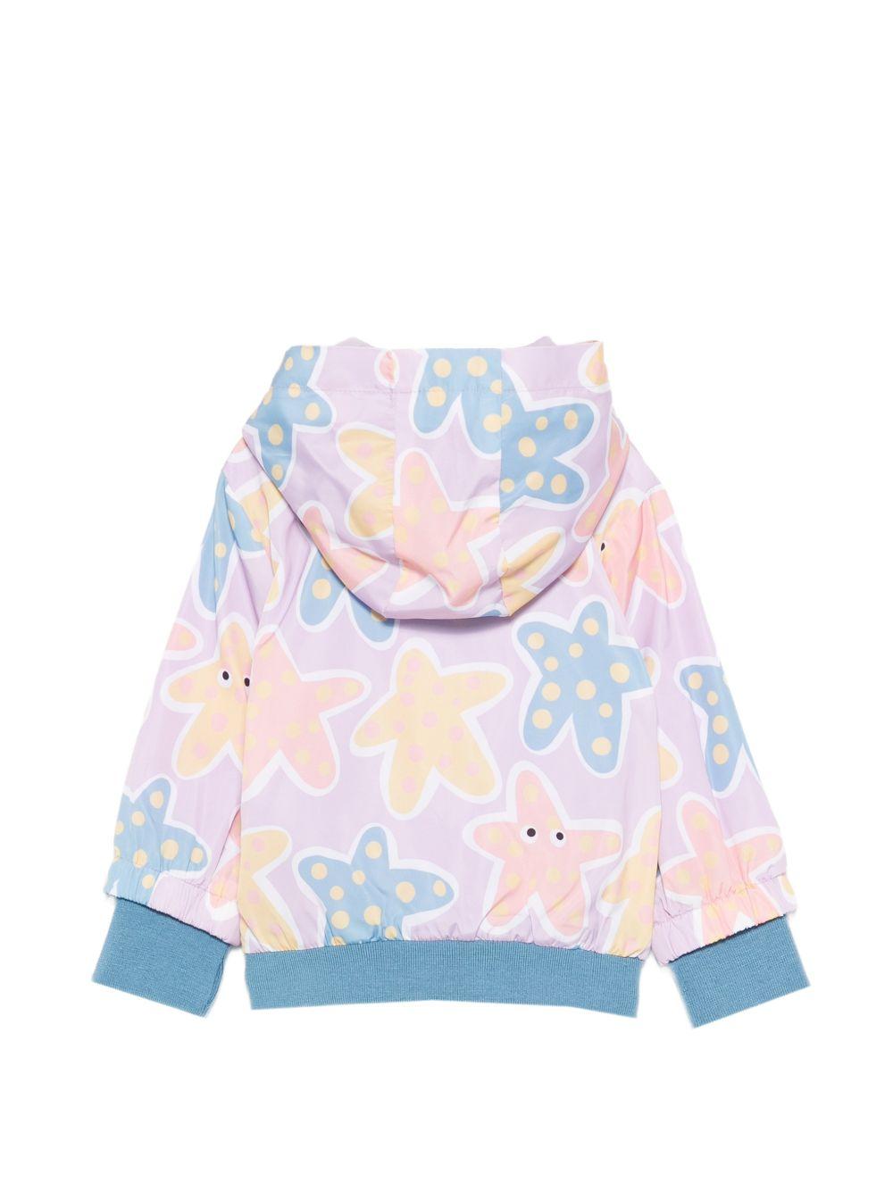 Giubbino per bambina Stella McCartney Kids viola con stampa stelle marine all-over TY2017 Z3597 539MC STELLA McCARTNEY KIDS