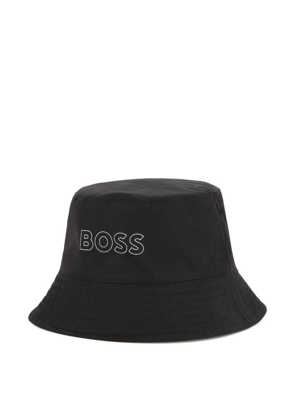 Cappello bucket per bambino BOSS Kids nero con stampa J53113 09B BOSS KIDS