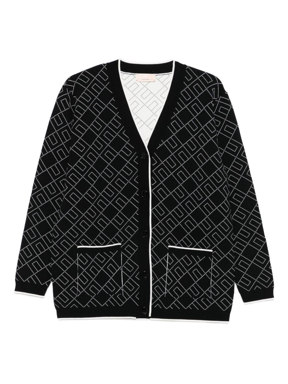 Cardigan per bambina Elisabetta Franchi La Mia Bambina nero con motivo logo all-over EFMA182CFL229 D748 ElISABETTA FRANCHI