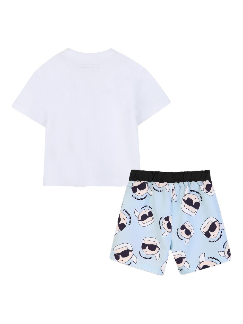 Set due pezzi per neonato Karl Lagerfiel Kids bianco con stampa logo sul davanti Z31067 10P KARL LAGERFELD KIDS