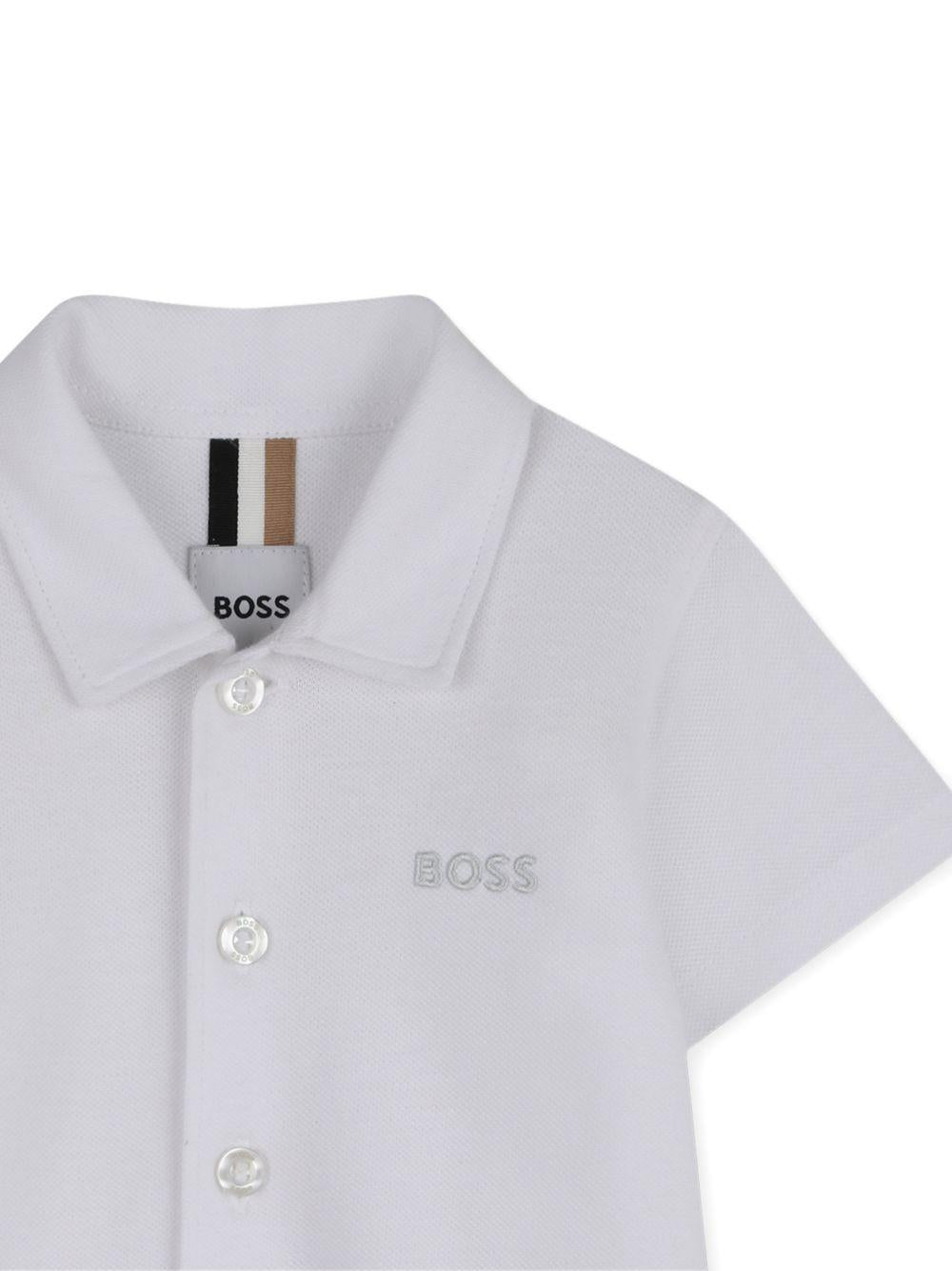 Camicia per neonato BOSS Kidswear bianca a maniche corte J52845 10P BOSS KIDS