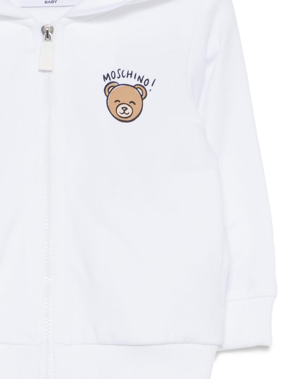 Felpa per neonati Moschino Kids bianca con stampa Teddy Bear MUF067LCA19 10101 MOSCHINO KIDS