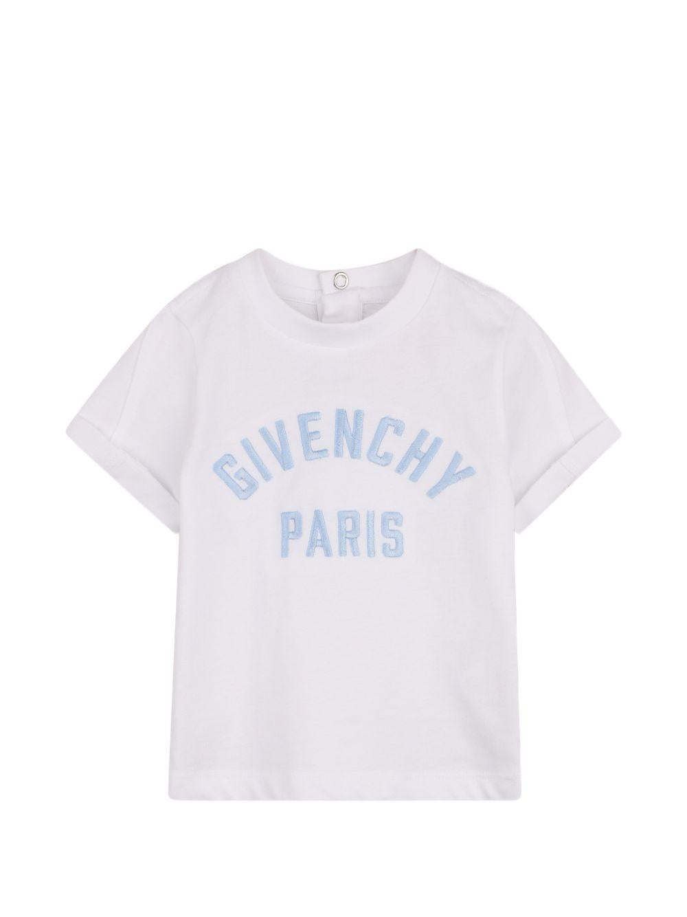 T-shirt per neonato Givenchy Kids bianca con ricamo logo H31230 10P GIVENCHY KIDS