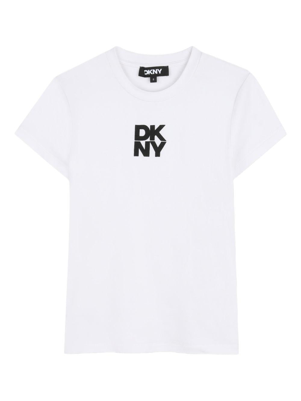 Abito per bambina DKNY Kids nero con stampa con logo D62599 09B DKNY