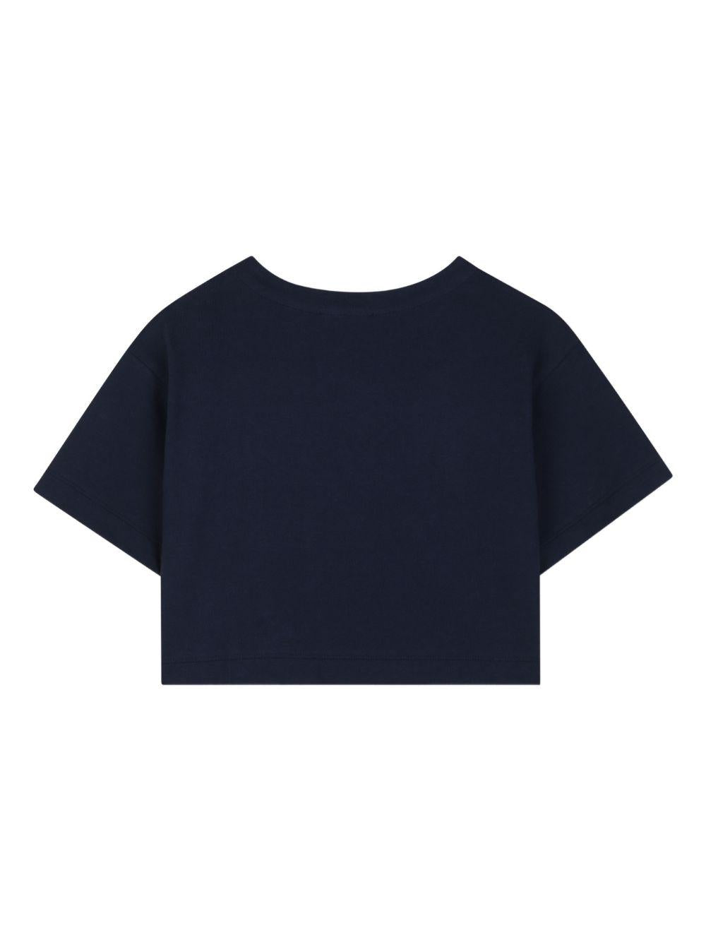 T-shirt per bambina Michael Kors Kids blu con bottoni sulla spalla R30605 849 MICHAEL KORS KIDS