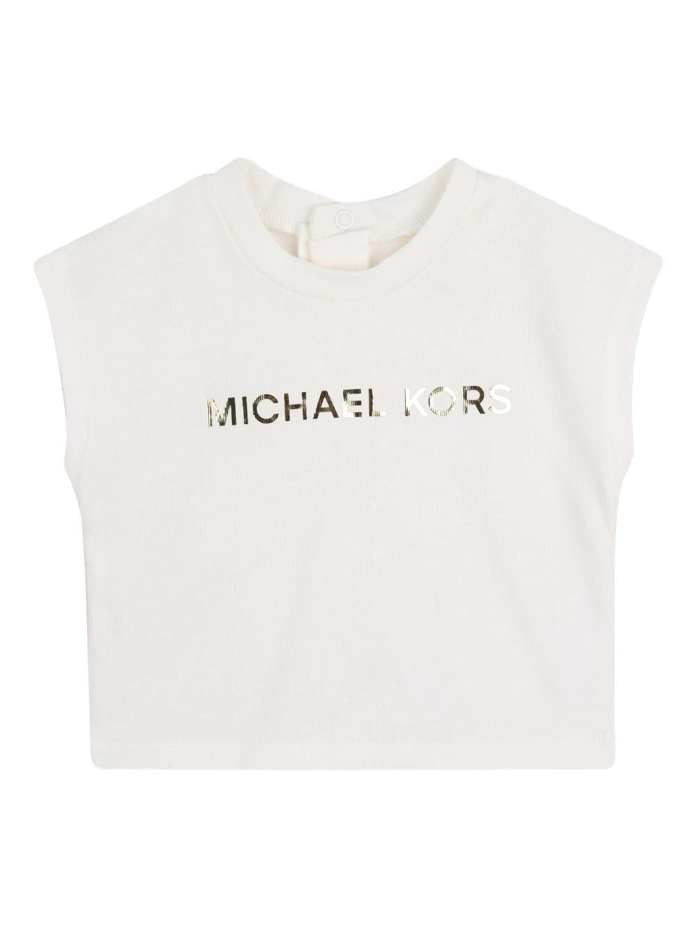 Tuta sportiva per neonata Michael Kors Kids bianco con stampa logo all-over R30548 190 MICHAEL KORS KIDS