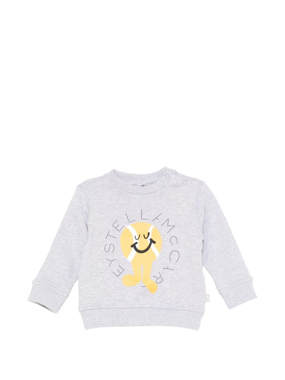 Felpa per neonato Stella McCartney Kids grigio con logo sul davanti TY4580 Z0499 807 STELLA McCARTNEY KIDS