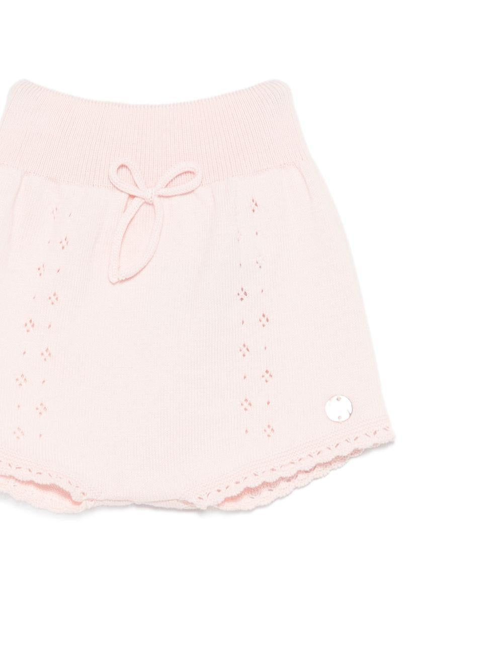 Set maglia con shorts per neonata Paz Rodriguez rosa con dettaglio in pizzo sangallo 103-123682 322 PaZ RODRIGUEZ