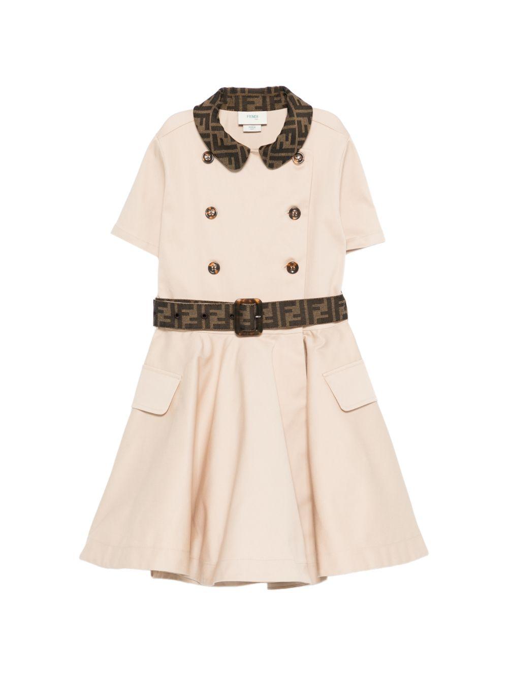 Abito per bambina Fendi Kids beige con cintura con logo JFB827 AS5Y F1P2N FENDI KIDS