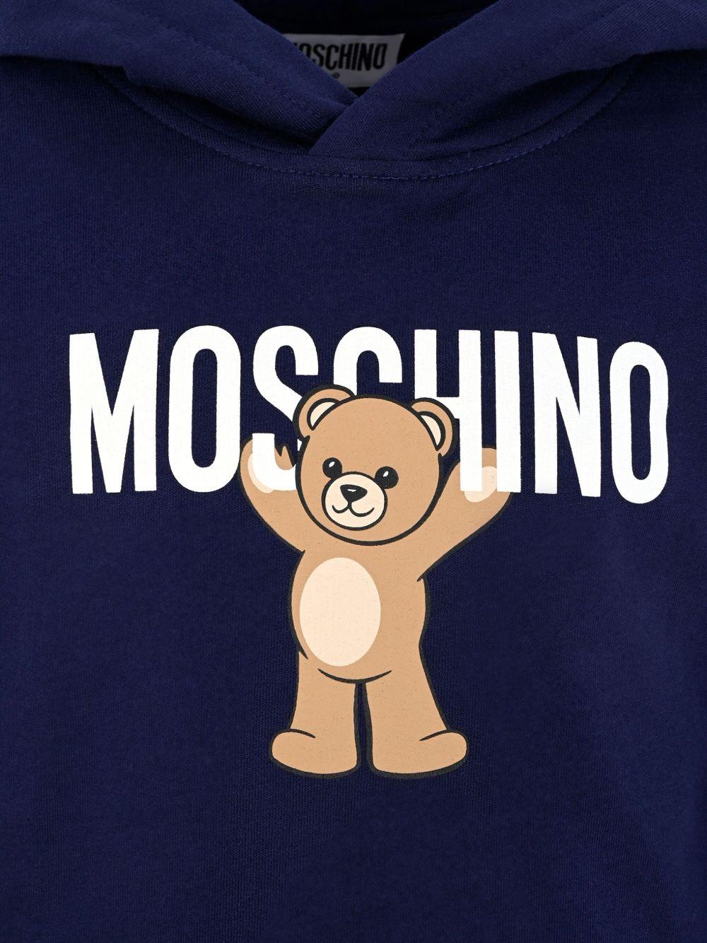 Felpa per bambino Moschino Kids blu con stampa Teddy Bear HUF09FLCA40 40016 MOSCHINO KIDS
