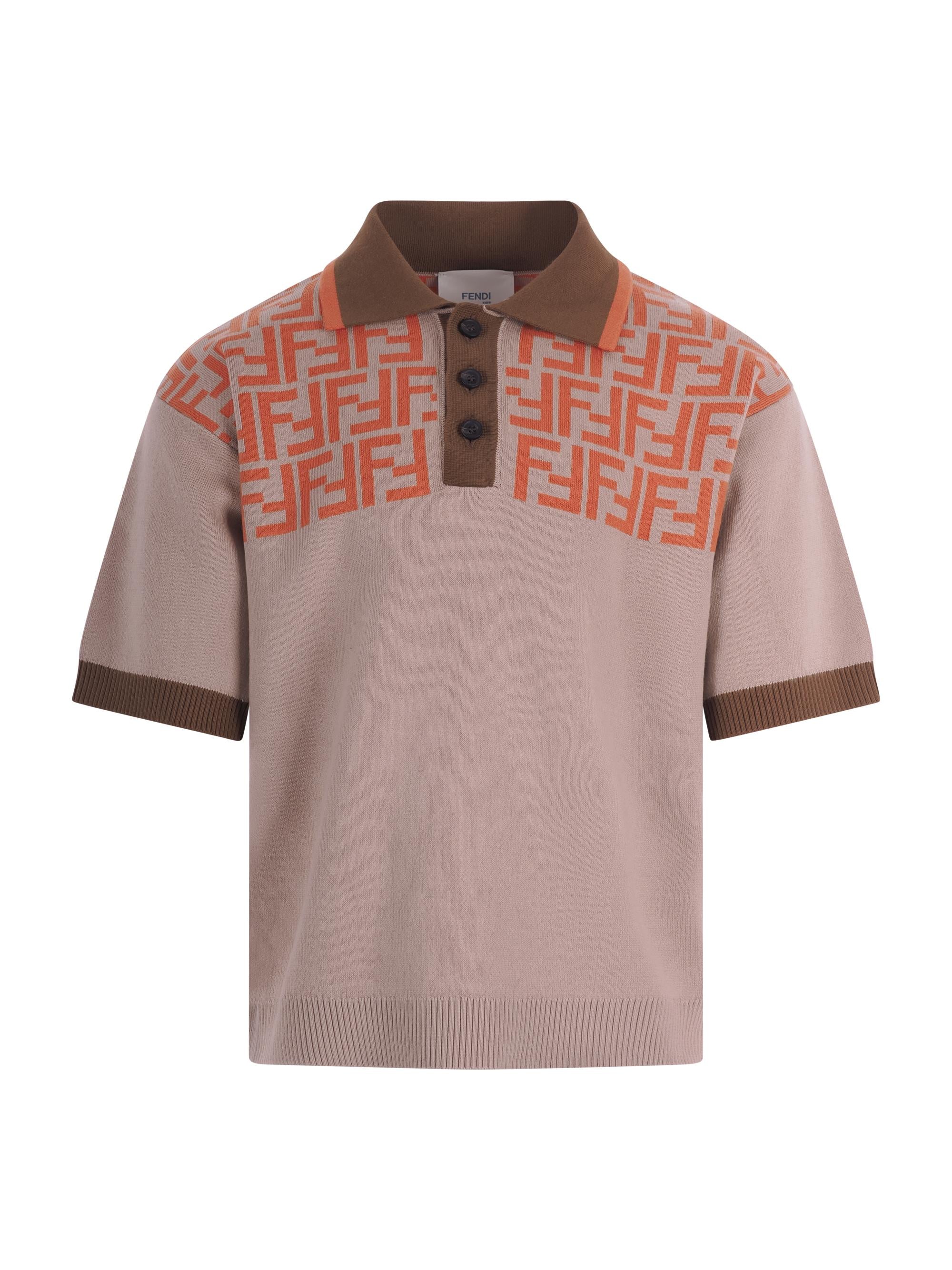 T-shirt per bambino Fendi Kids beige con monogramma FF a contrasto JMG141 AVVT F1UVK FENDI KIDS