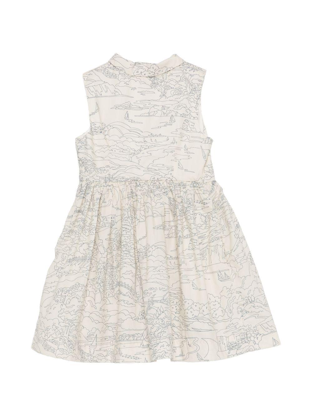 Abito per bambina Bonpoint bianco con stampa grafica all-over S06GDRW00048 677 BONPOINT