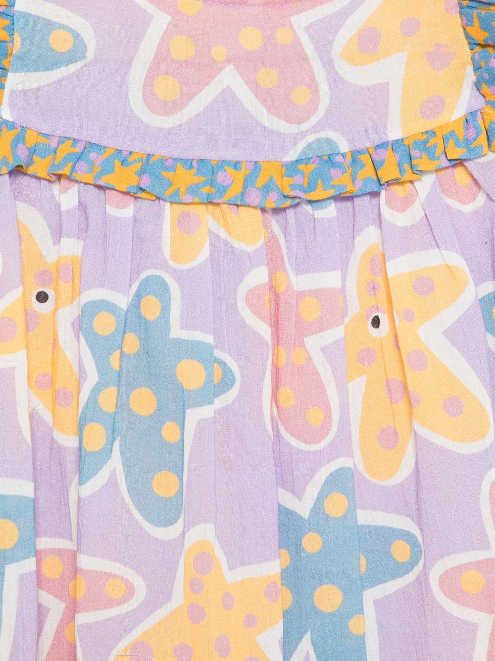 Abito per neonata Stella McCartney Kids viola con stampa stelle marine all-over TY1071 Z3603 539MC STELLA McCARTNEY KIDS