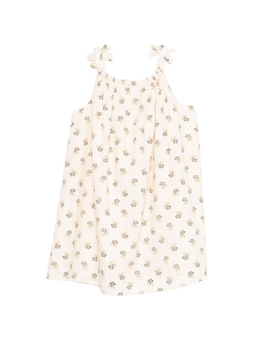 Abito per bambina Bonpoint bianco con stampa fiori all-over S06GDRW00054 503 BONPOINT