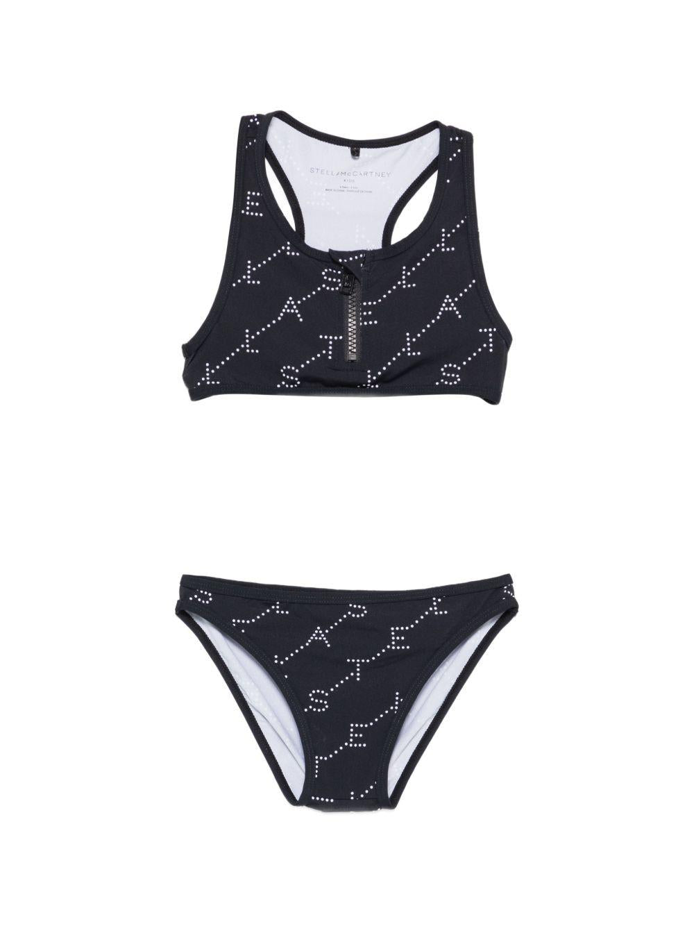 Bikini per bambina Stella McCartney Kids nero con stampa logo all-over TYCA15 Z3479 930BC STELLA McCARTNEY KIDS