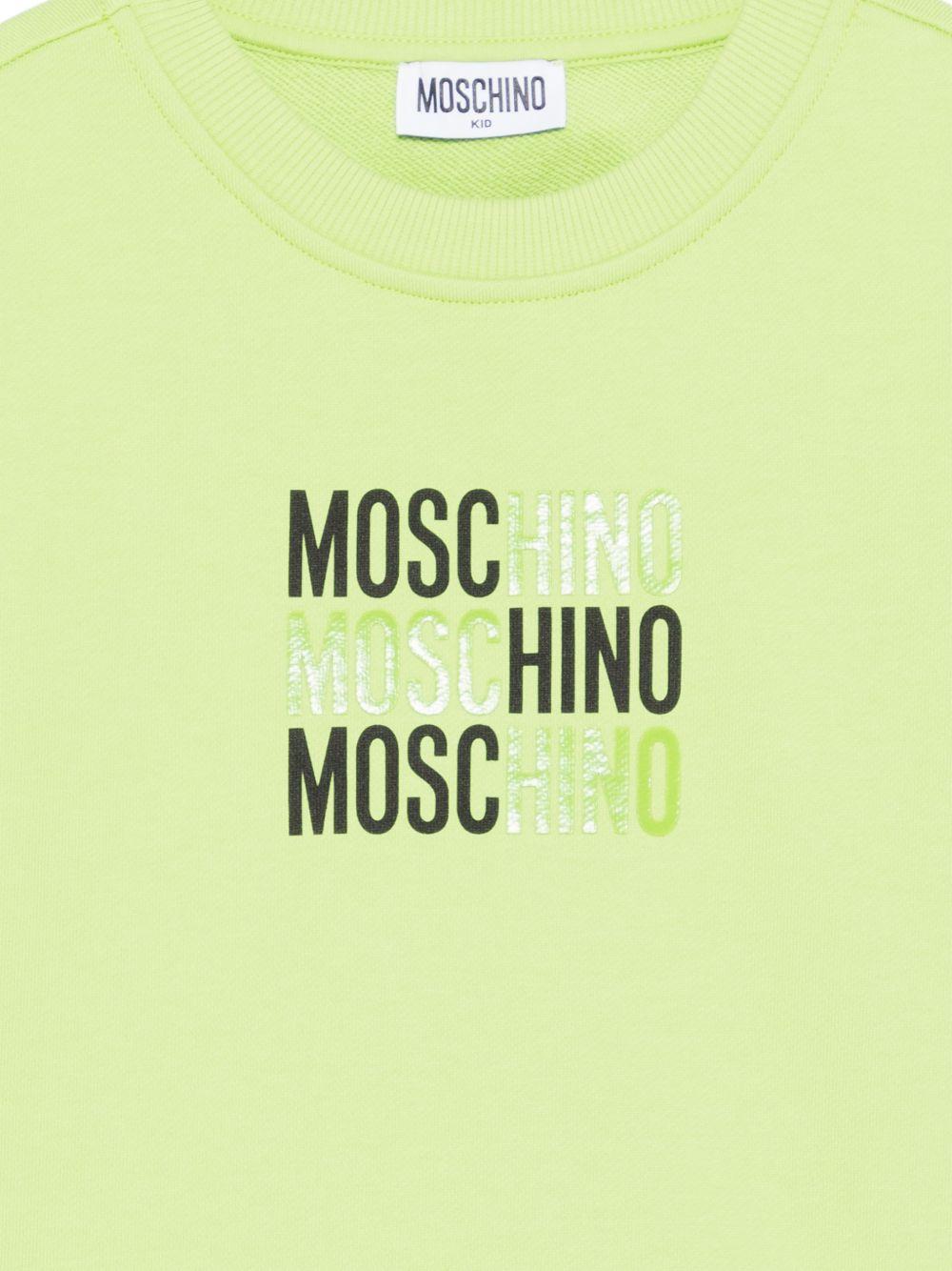 Felpa per bambini Moschino Kids verde con logo sul davanti HRF078LCA32 30355 MOSCHINO KIDS