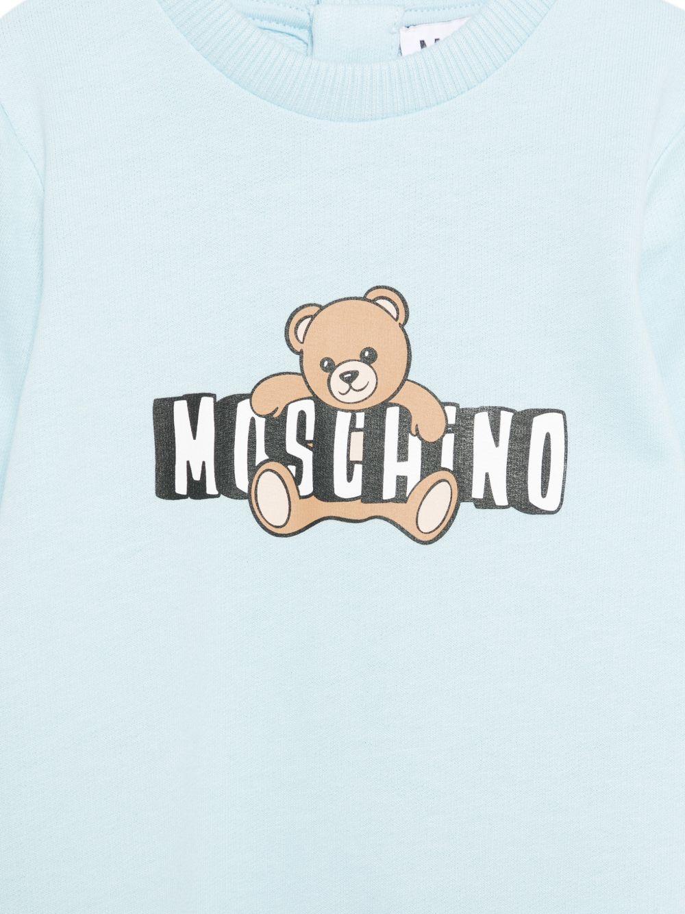Tutina per neonato Moschino Kids azzurro con stampa orsetto MUT04PLCA19 40304 MOSCHINO KIDS