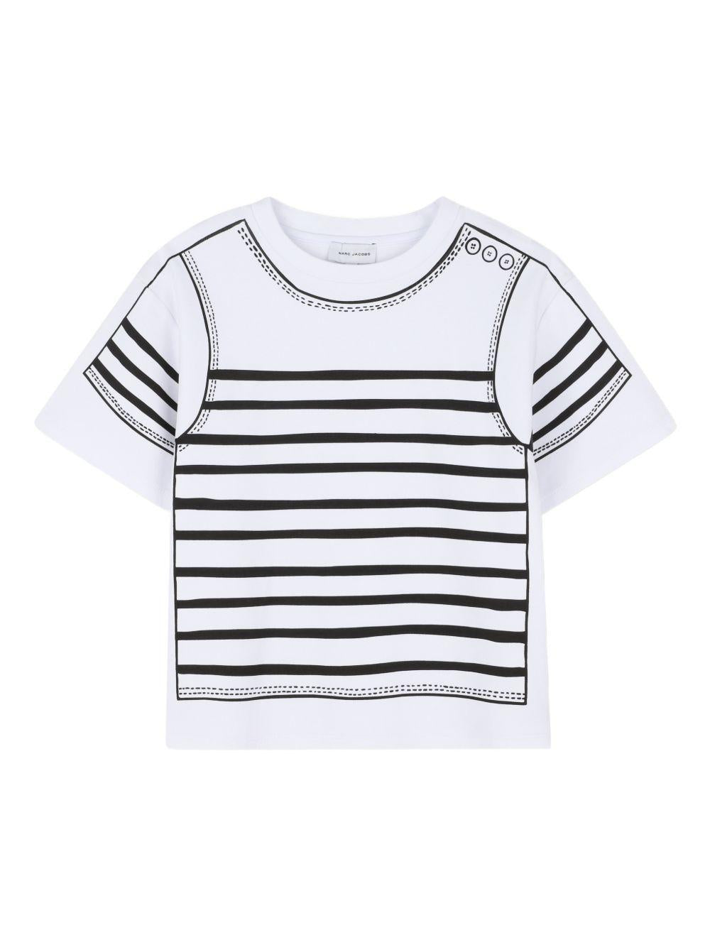 T-shirt per bambina The Marc Jacobs Kids bianca con design a righe W60740 10P THE MARC JACOBS KIDS