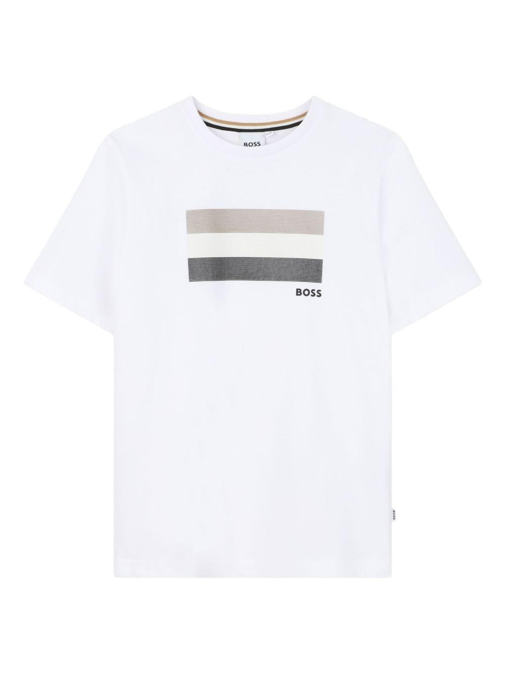 T-shirt per bambino Boss Kids bianco con stampa grafica J52979 10P BOSS KIDS