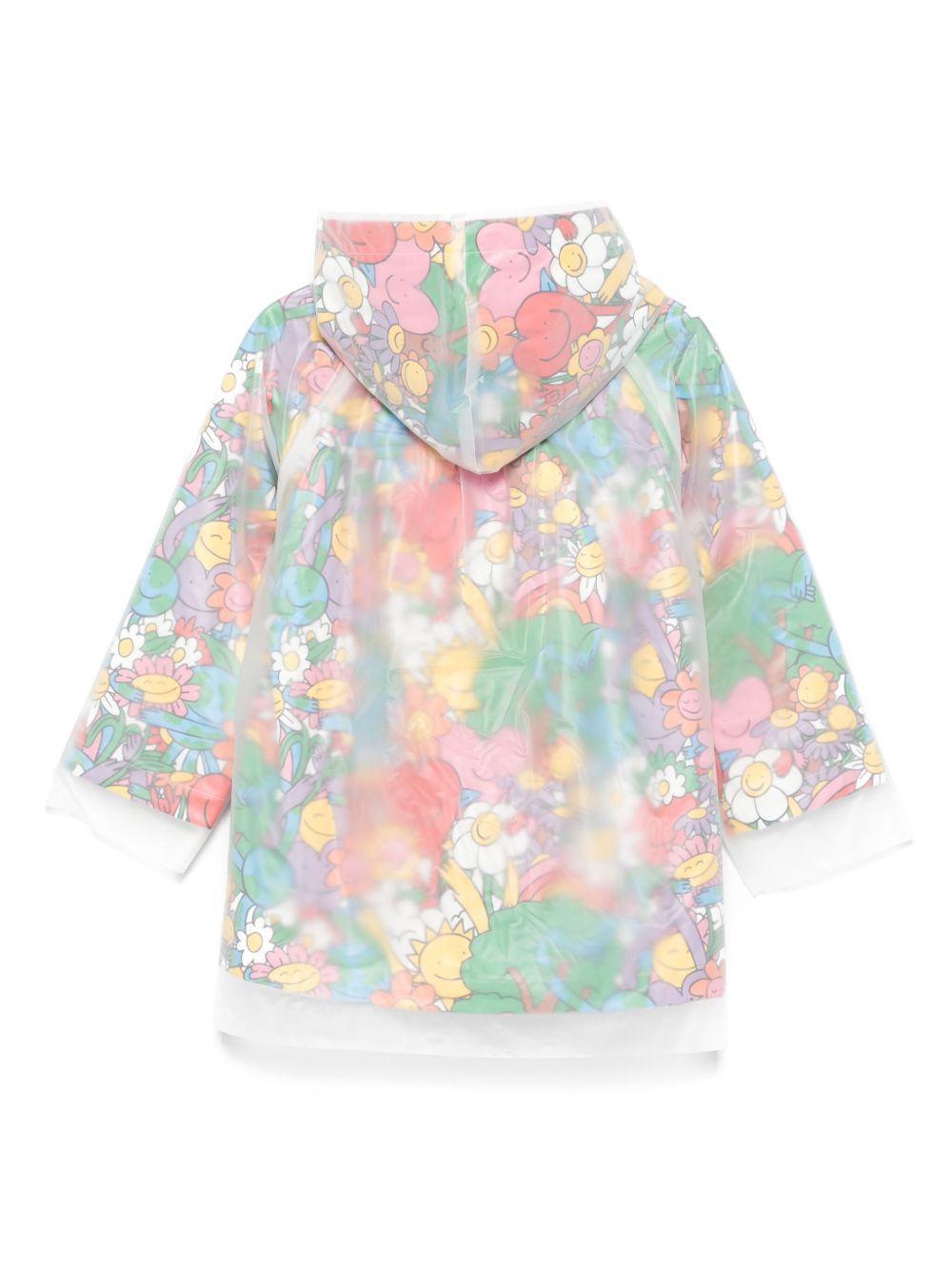 Impermeabile per bambina Stella McCartney Kids verde a fiori - Rubino Kids