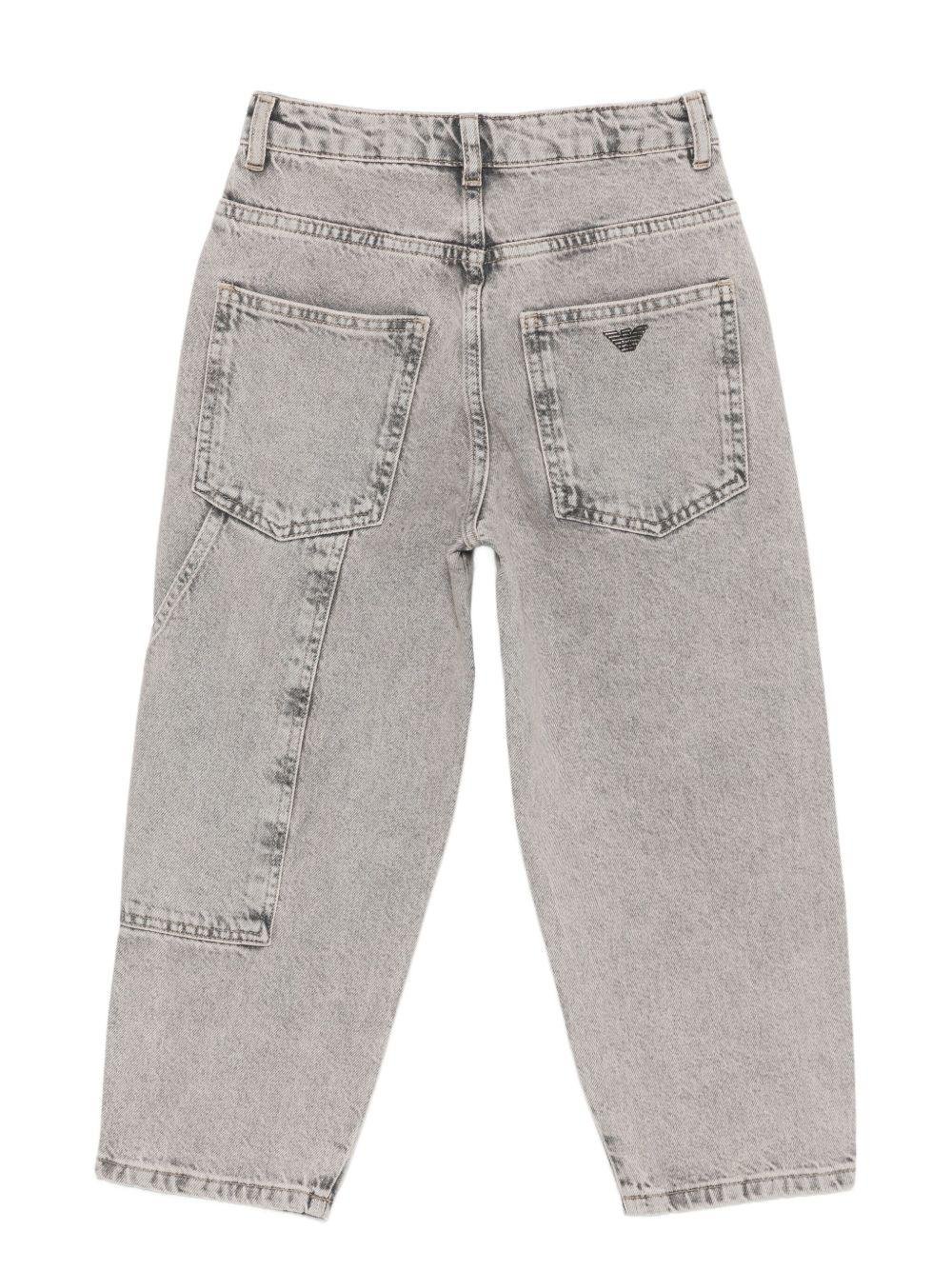 Jeans a cinque tasche per bambino Emporio Armani Kids grigi con patta a bottoni - Rubino Kids