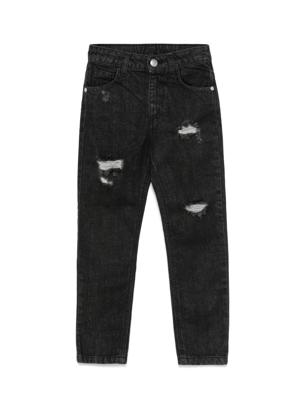 Jeans dritti con effetto vissuto per bambino John Richmond Junior nero con passanti - Rubino Kids