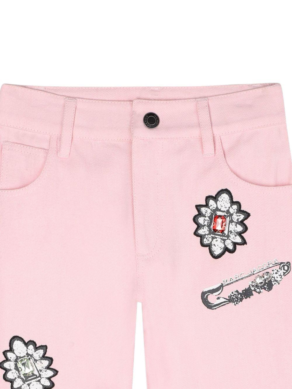 Jeans dritti per bambina The Marc Jacobs Kids rosa con ricamo - Rubino Kids