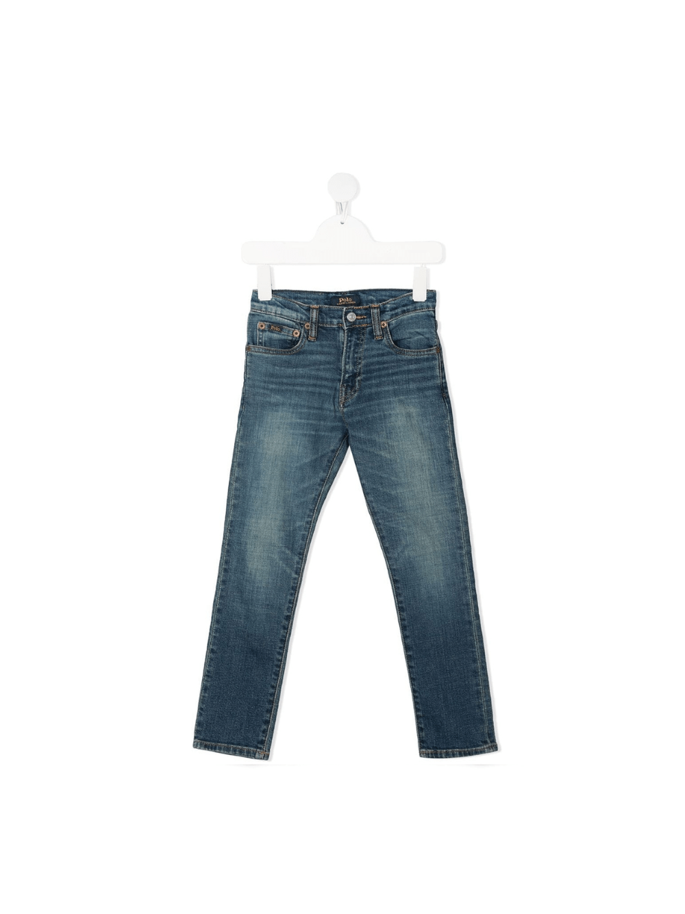 Jeans dritti per bambino Ralph Lauren Kids in denim modello con vita media - Rubino Kids