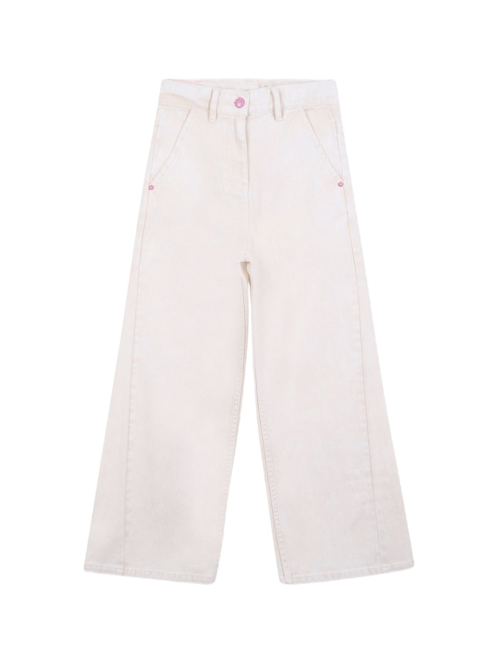 Jeans per bambina Billieblush bianchi con applicazione logo - Rubino Kids