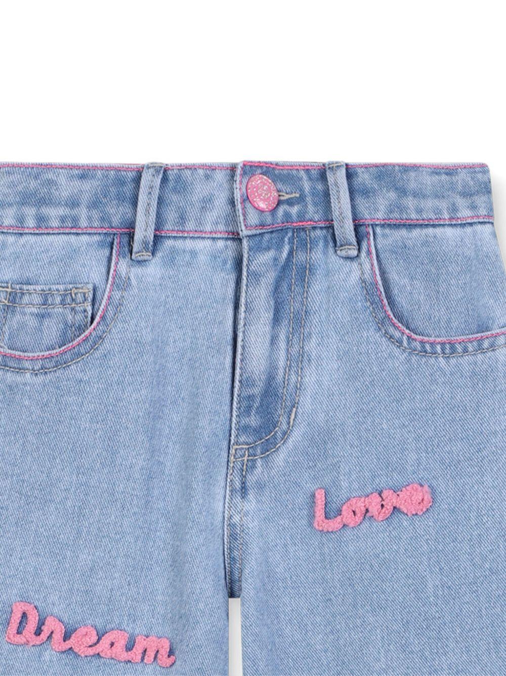 Jeans per bambina Billieblush in denim decorati con scritte - Rubino Kids