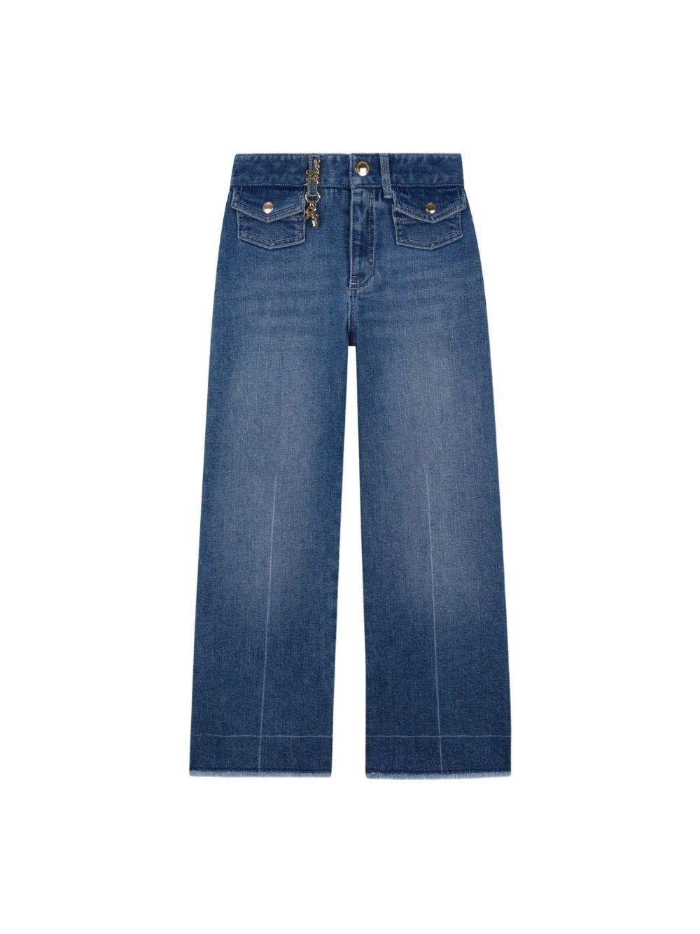 Jeans per bambina Chloé Kids denim con tasche applicate - Rubino Kids