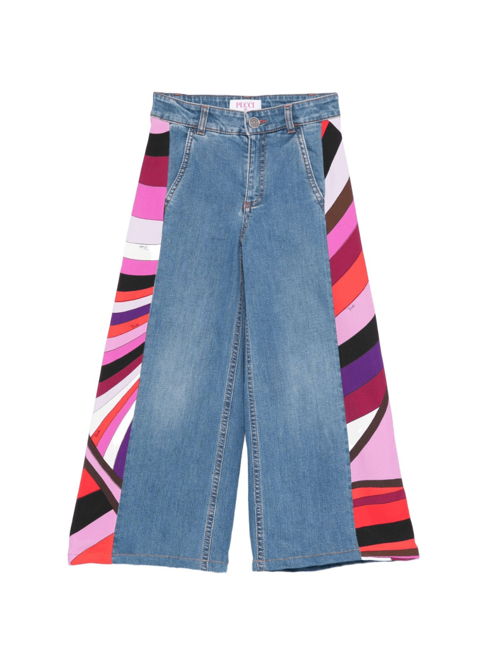 Jeans per bambina Emilio Pucci Junior in denim con design a inserti - Rubino Kids