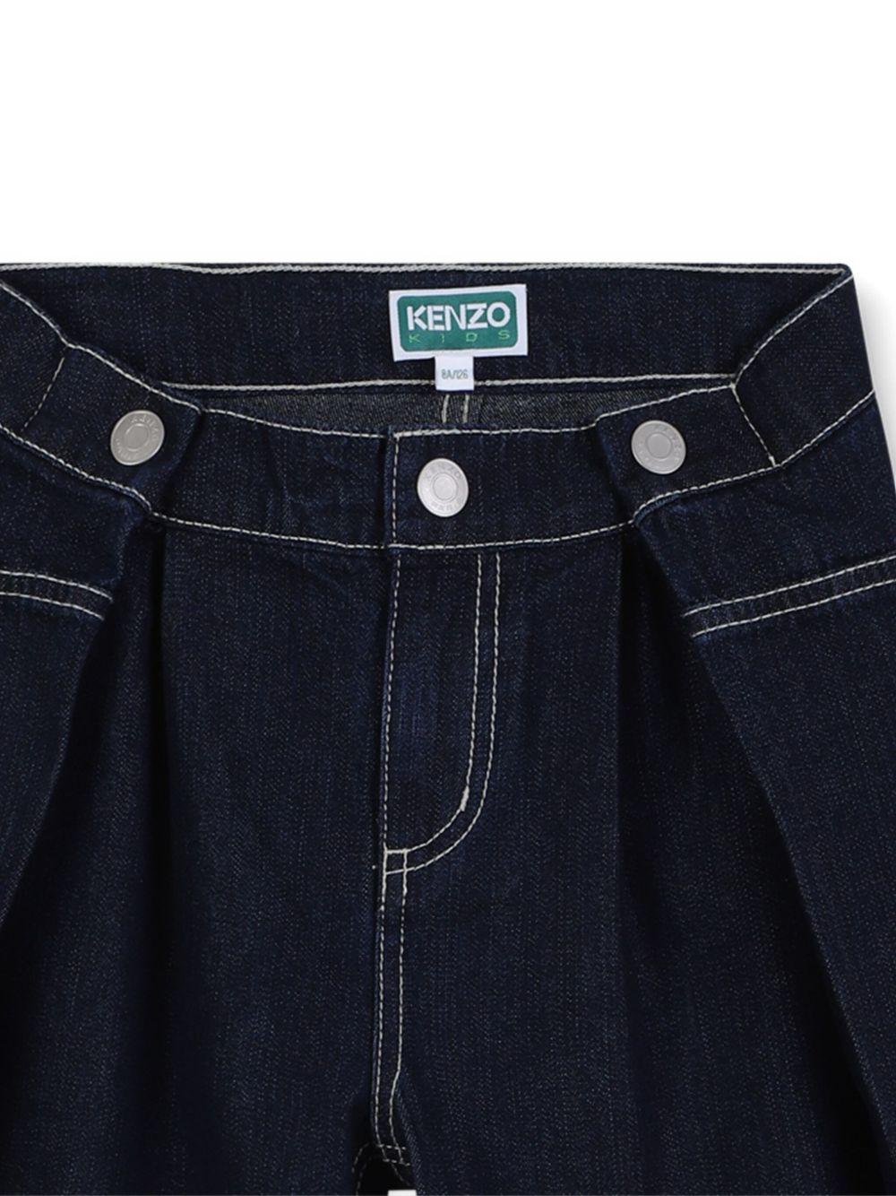 Jeans per bambina Kenzo Kids in denim con pieghe - Rubino Kids