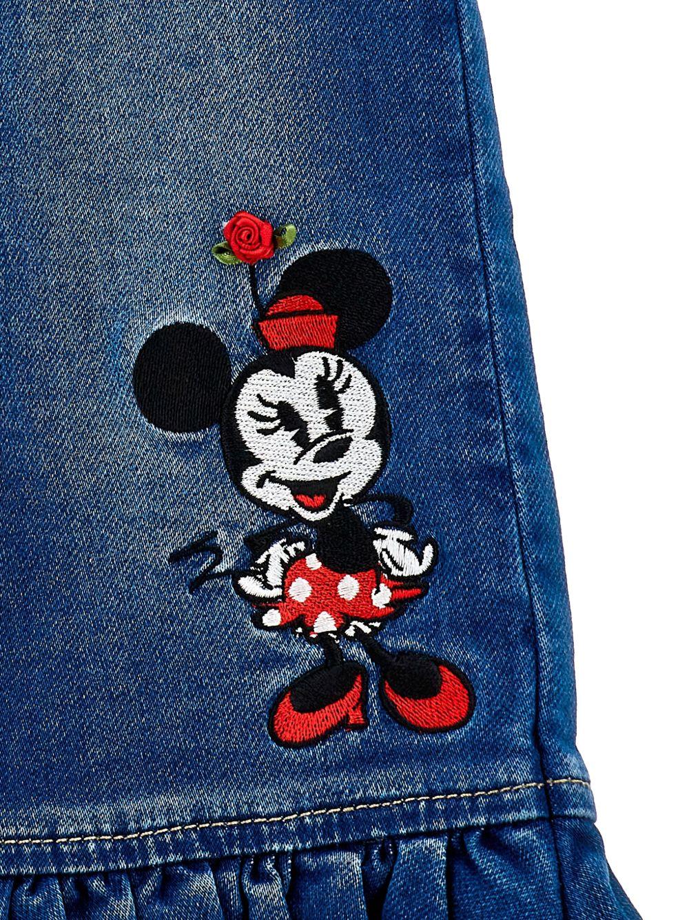 Jeans per bambina Monnalisa x Disney denim con motivo Minnie Mouse ricamato - Rubino Kids
