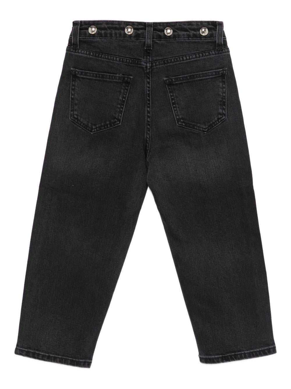 Jeans per bambina MSGM Kids in denim nero con borchie sulla cintura - Rubino Kids