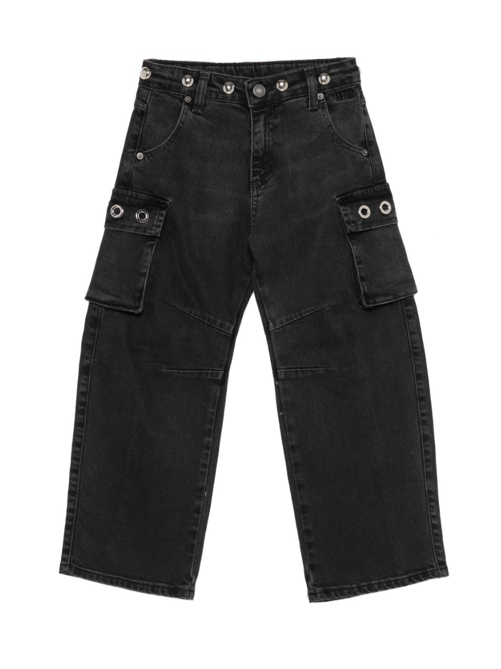 Jeans per bambina MSGM Kids in denim nero modello cargo - Rubino Kids