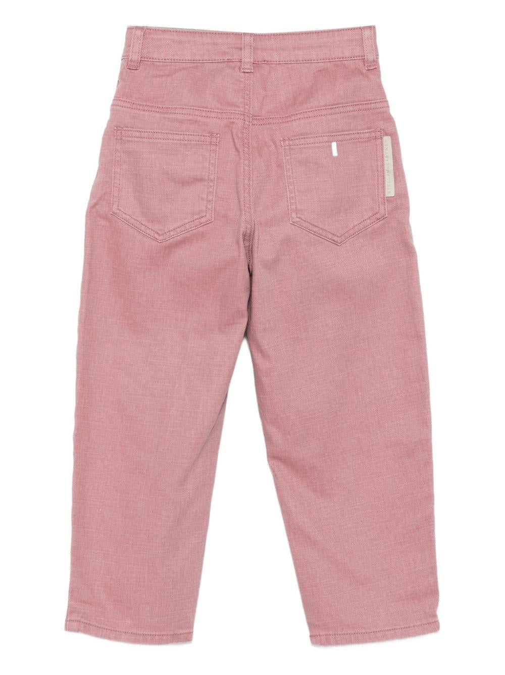 Jeans per bambina Stella McCartney Kids rosa con ricamo con uccelli - Rubino Kids