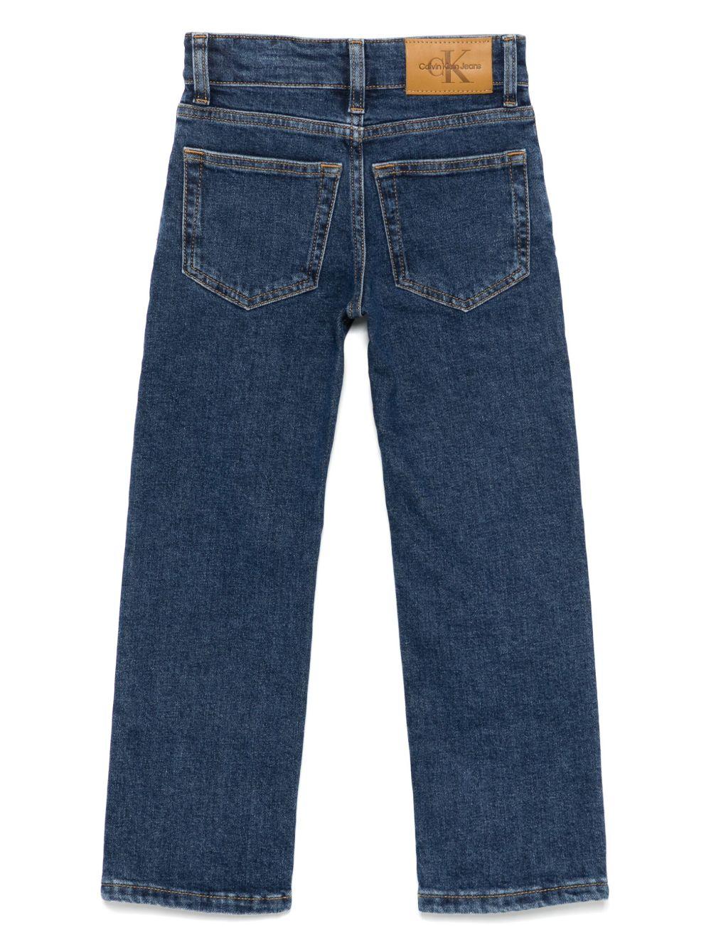 Jeans per bambino Calvin Klein Kids in denim con design a cinque tasche - Rubino Kids