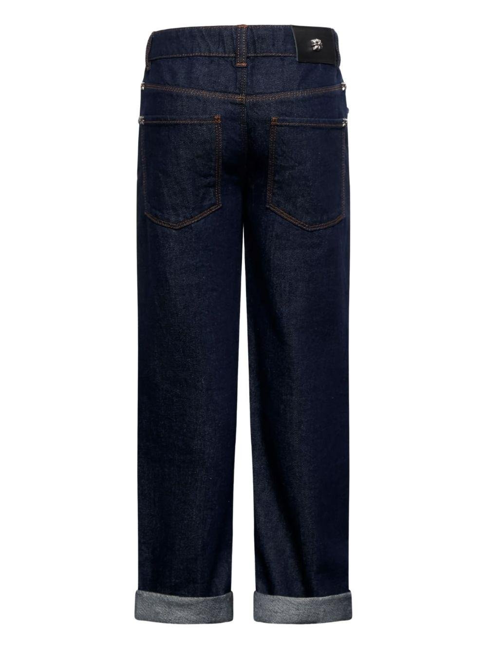 Jeans per bambino John Richmond Junior blu in denim con risvolto - Rubino Kids