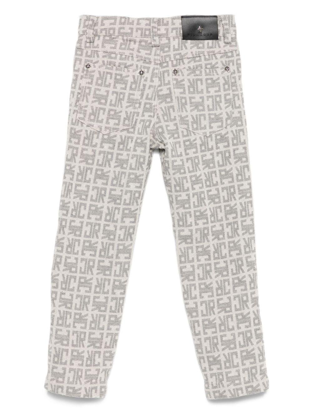 Jeans per bambino John Richmond Junior grigio chiaro con stampa logo - Rubino Kids