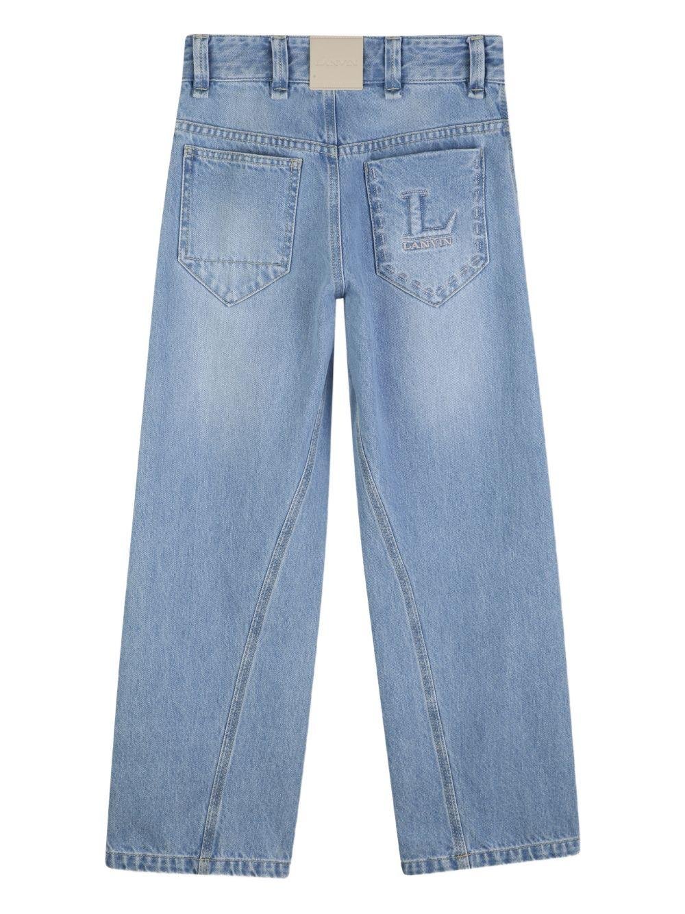 Jeans per bambino Lanvin Enfant azzurro con dettaglio logo - Rubino Kids