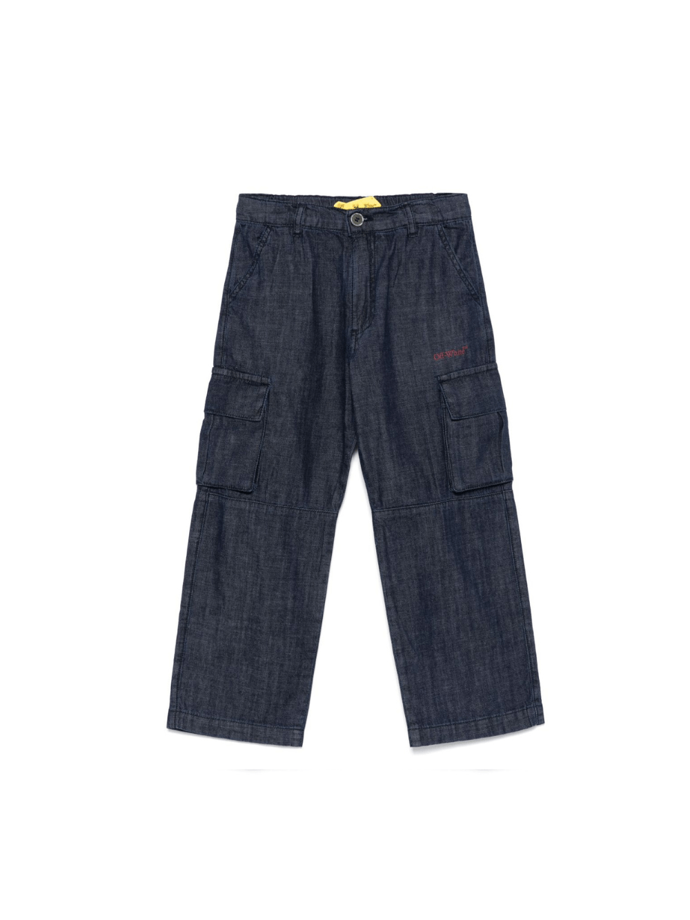 Jeans per bambino Off - White Kids denim cargo con patta nascosta - Rubino Kids