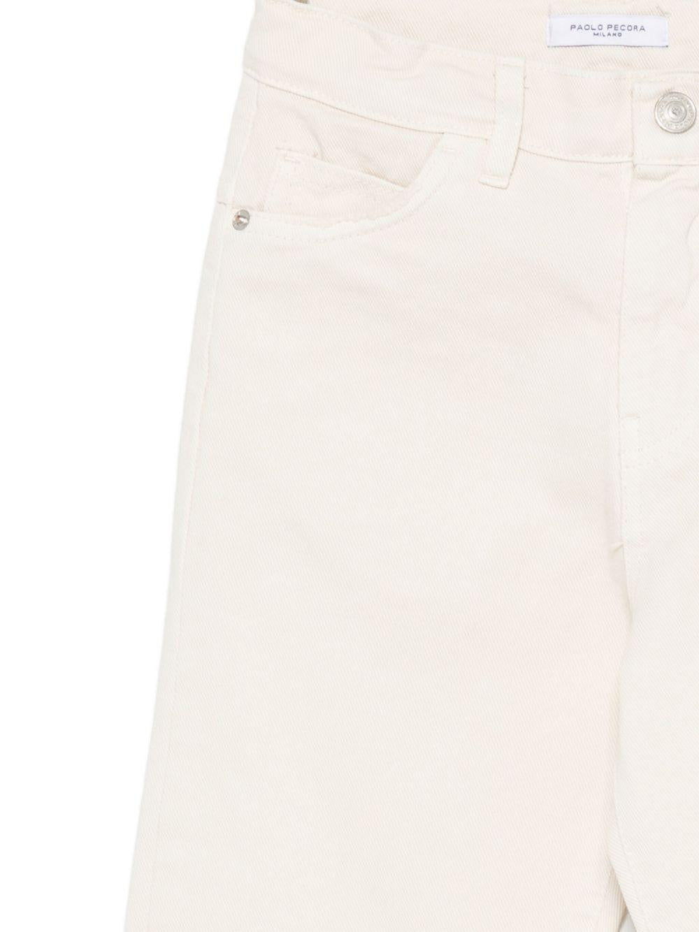 Jeans per bambino Paolo Pecora Kids bianco con orlo con taglio vivo - Rubino Kids