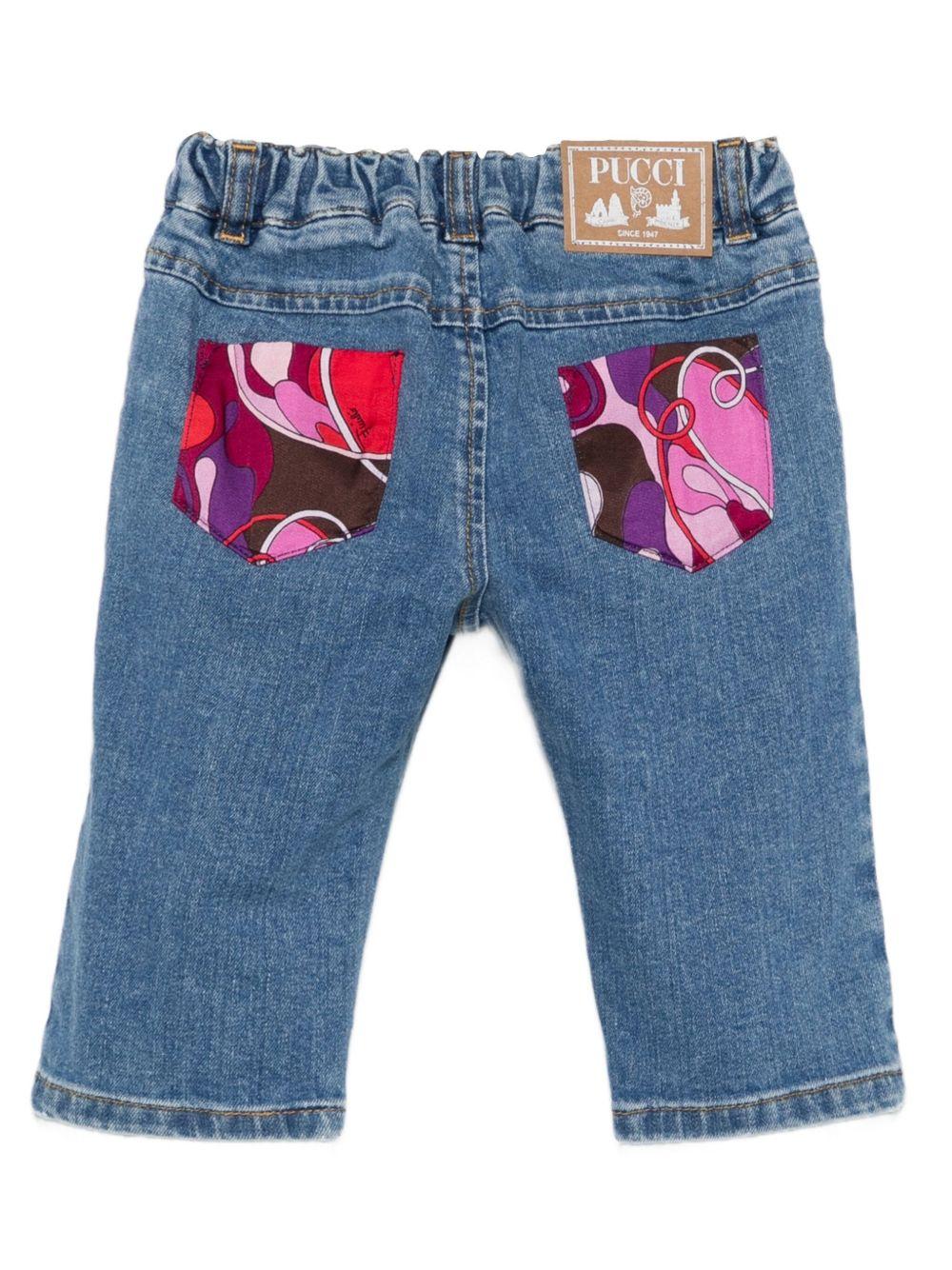 Jeans per neonata Emilio Pucci Junior in denim con tasche - Rubino Kids